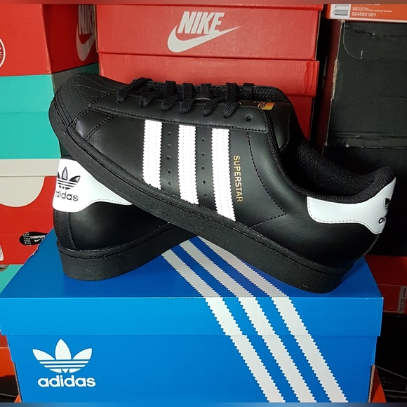 ADIDAS SUPERSTAR TRIPLE BLACK MEN'S US SIZE 11.5 BRAND NEW IN BOX - Picture 7 of 8